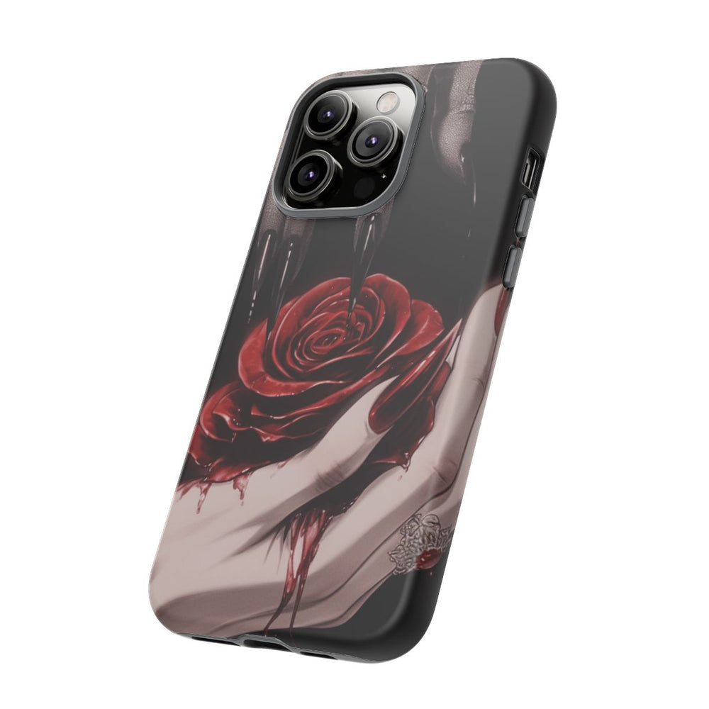 Donkere Gotische Handen met Bloedrode Roos