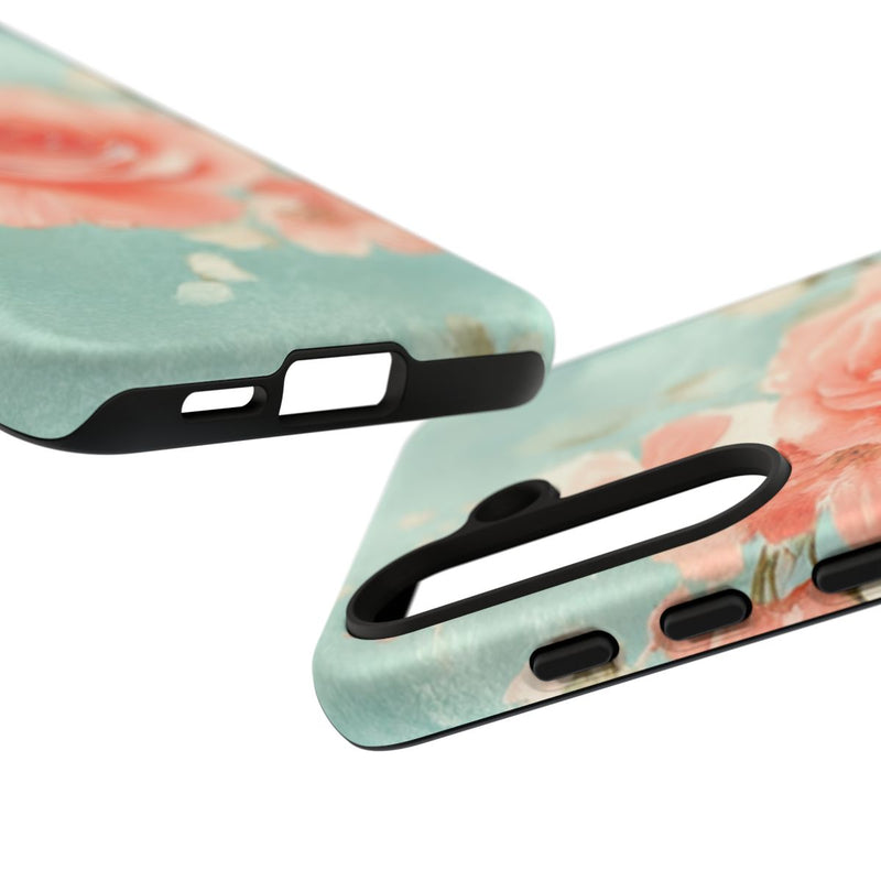 Aquarel Roze Rozen op Turquoise Achtergrond