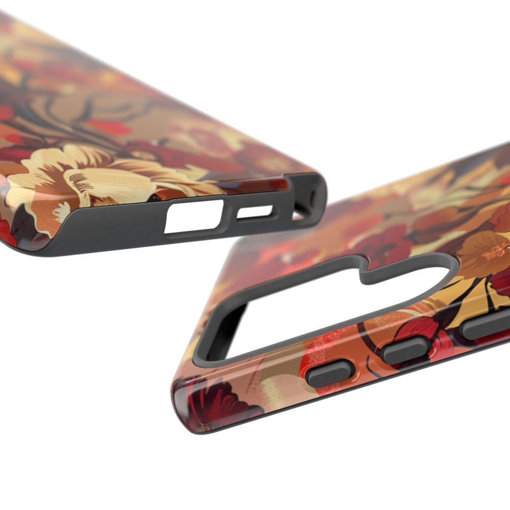 Warm Bloemenpatroon met Bourgondische en Oranje Kleuren