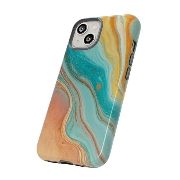 Oranje en Teal Marmer Abstract