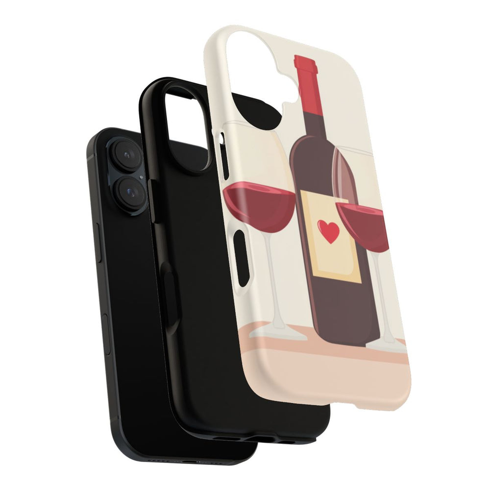 Rode Wijnfles met Twee Glazen Illustratie