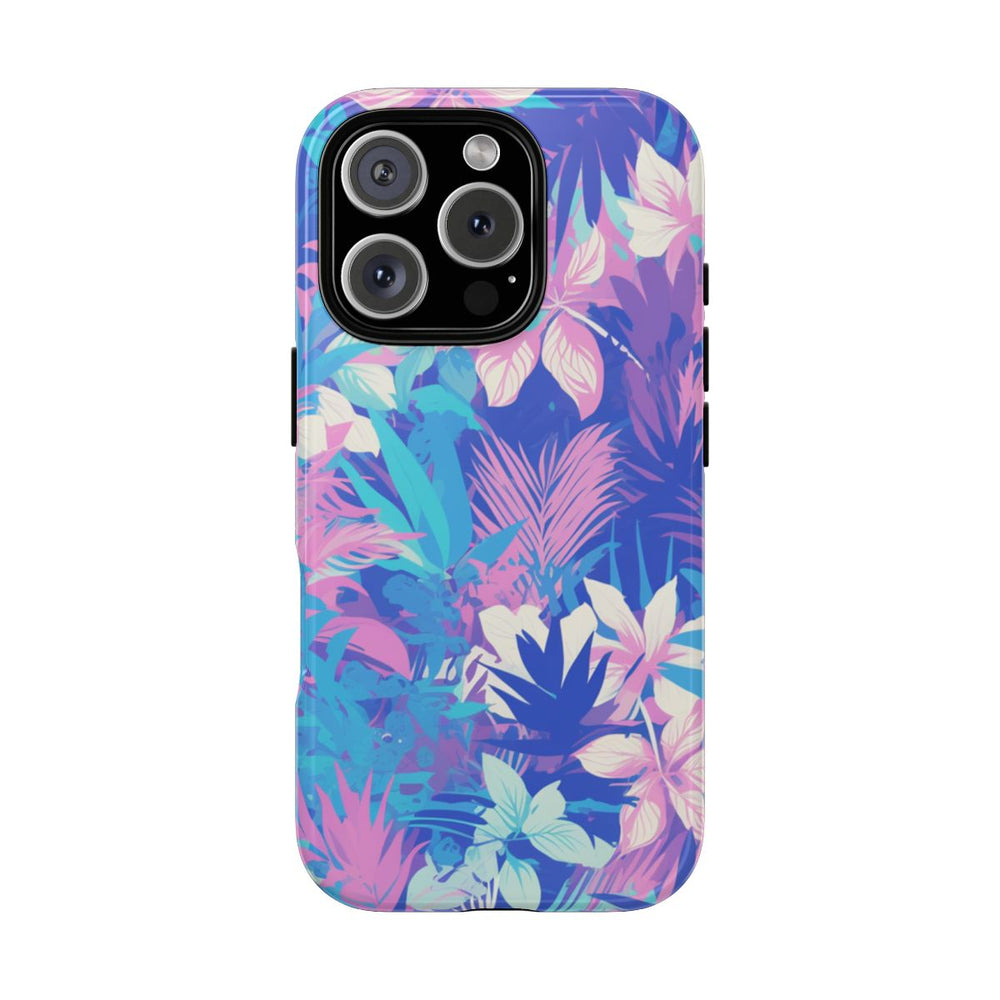 Tropisch Bloemenpatroon in Paars en Cyaan