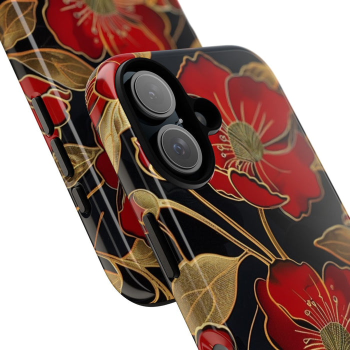 Rood-Gouden Bloemenpatroon