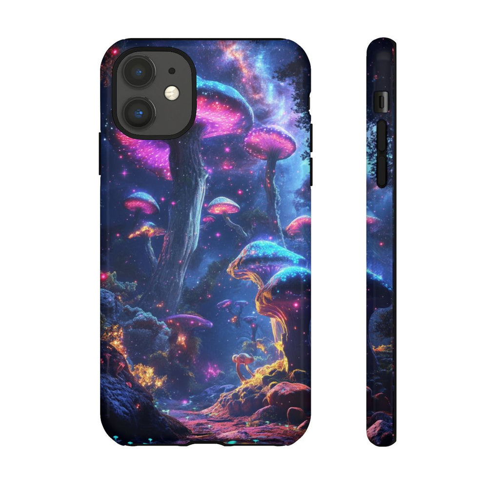 Glinsterende Bioluminescente Paddenstoelen in Kosmische Nacht