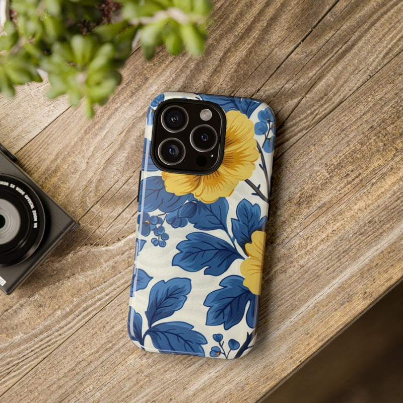 Blauw-Geel Bloemenpatroon