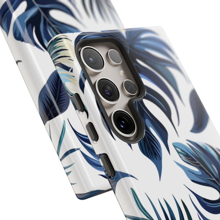 Blauwe Tropische Bladeren Patroon