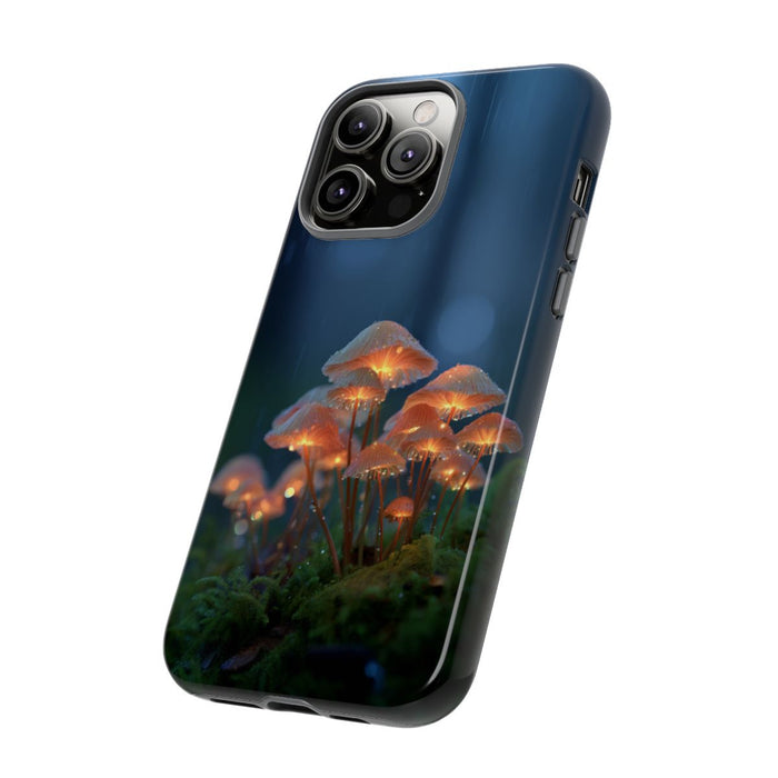 Gloeiende Paddenstoelen in Regenachtig Bos