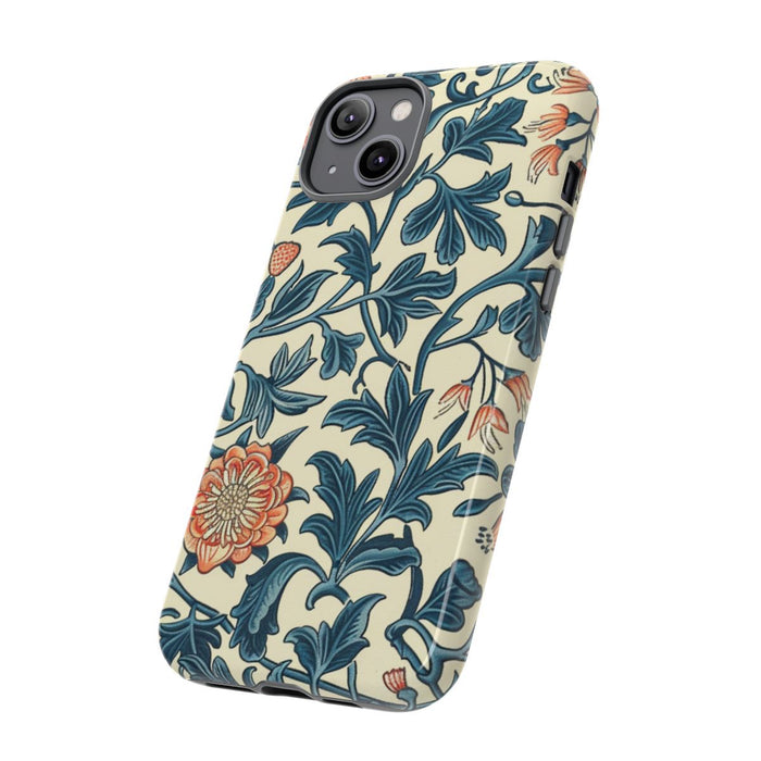 Blauw-Oranje Bloemenpatroon