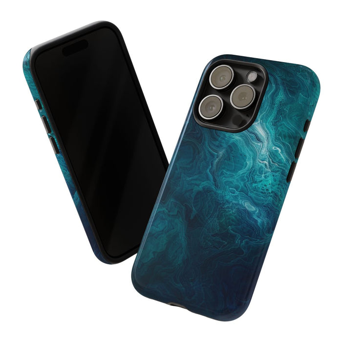 Mystieke Blauwe en Teal Abstracte Krullen