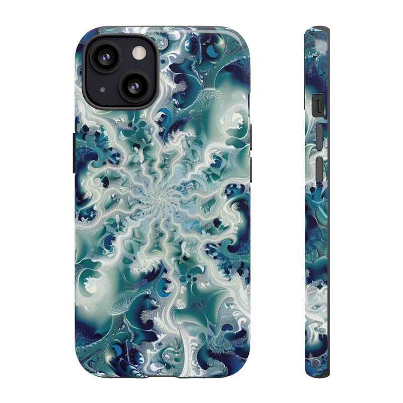 Blauw-Groene Fractalwerveling met Glans