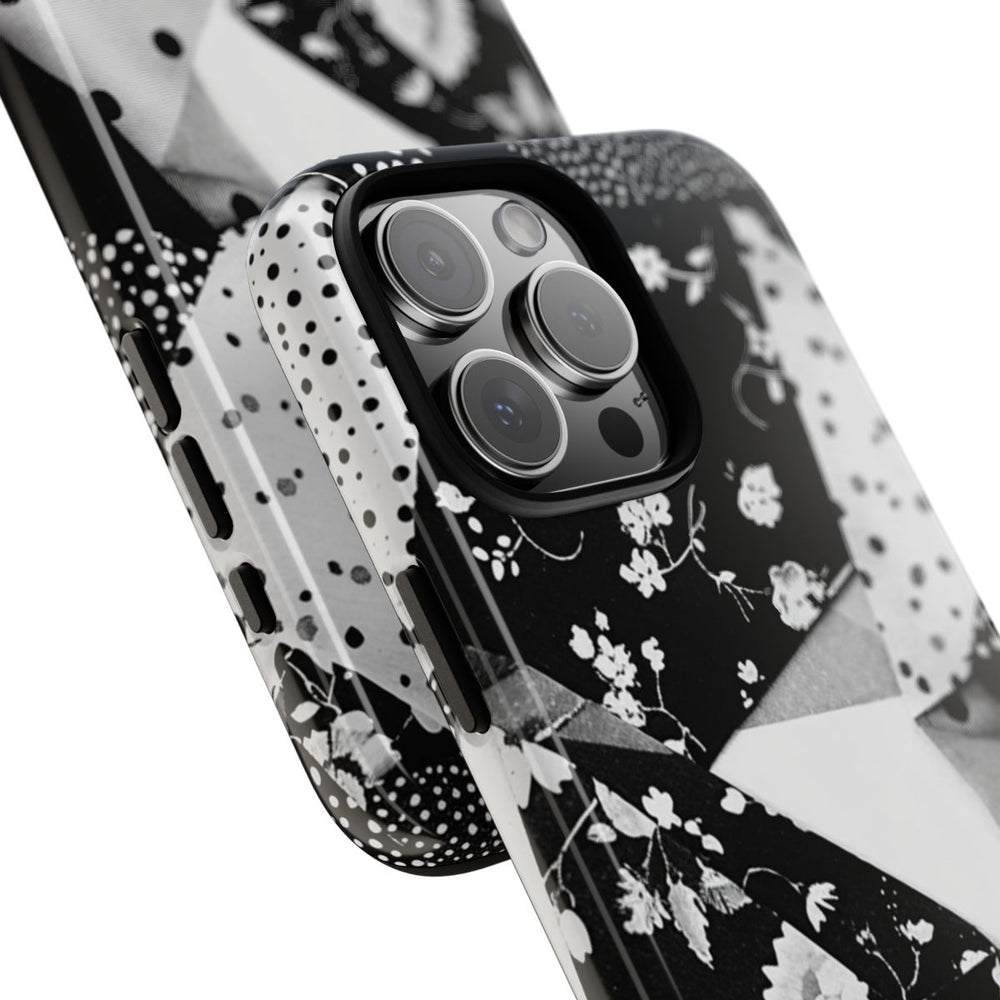 Monochrome Bloemen- en Polkadot Patchwork