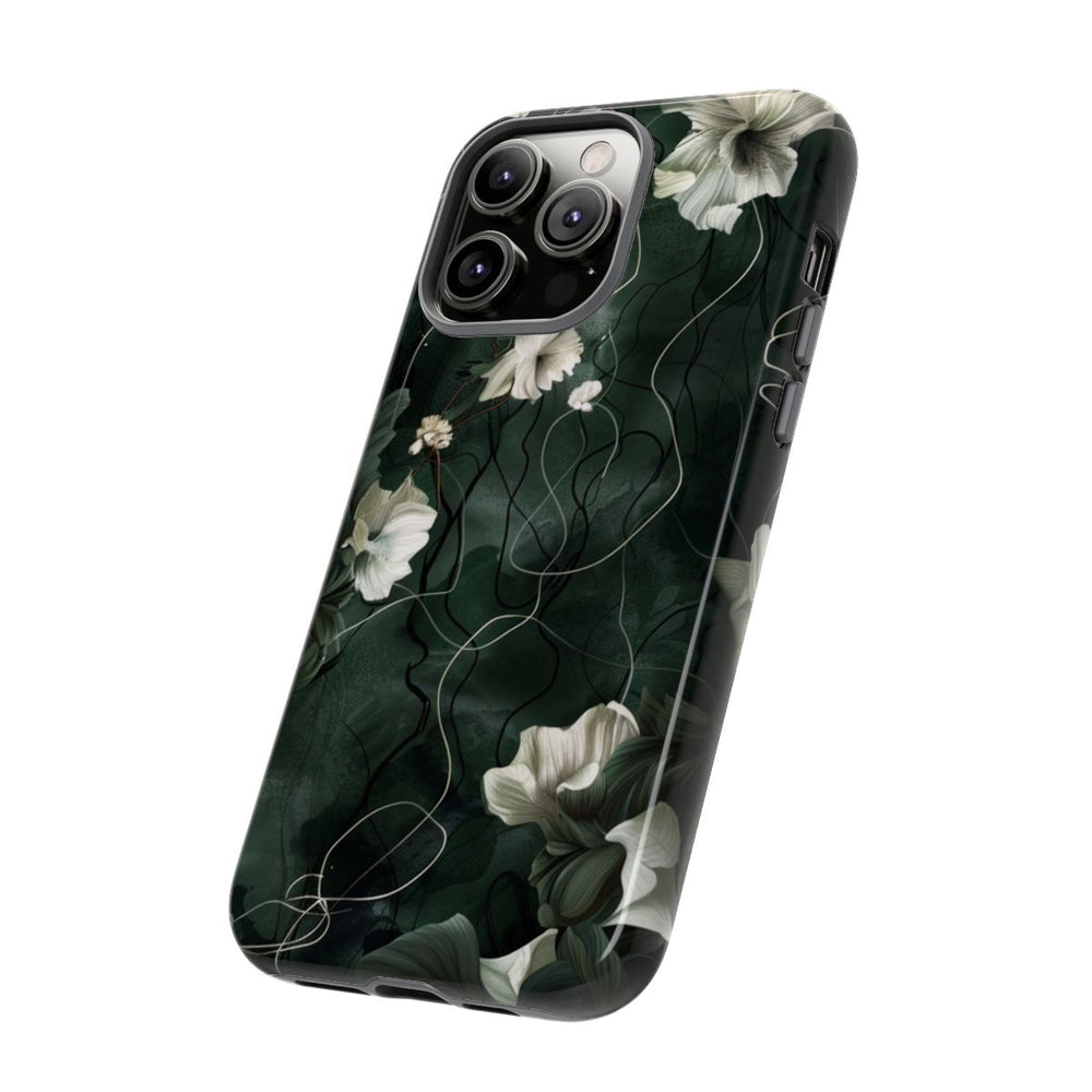 Donkergroene Bloemenranken met Glanzende Afwerking