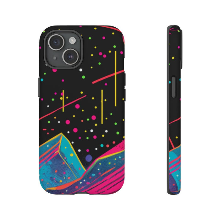 Neon Kosmisch Landschap met Planeten en Zon