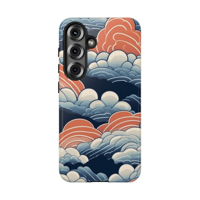 Gestileerd Wolkenpatroon in Blauw en Oranje