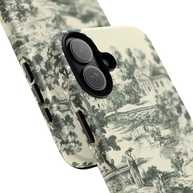 Landelijk Toile-Patroon met Bomen en Figuren