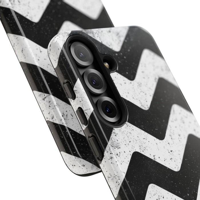 Zwart-Wit Zigzagpatroon met Vintage Effect