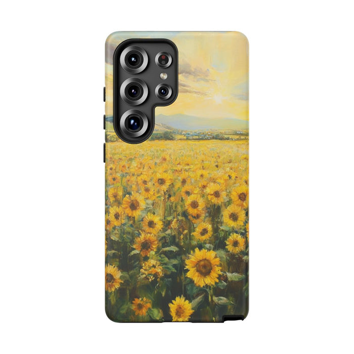 Zonnebloemveld bij Zonsopkomst