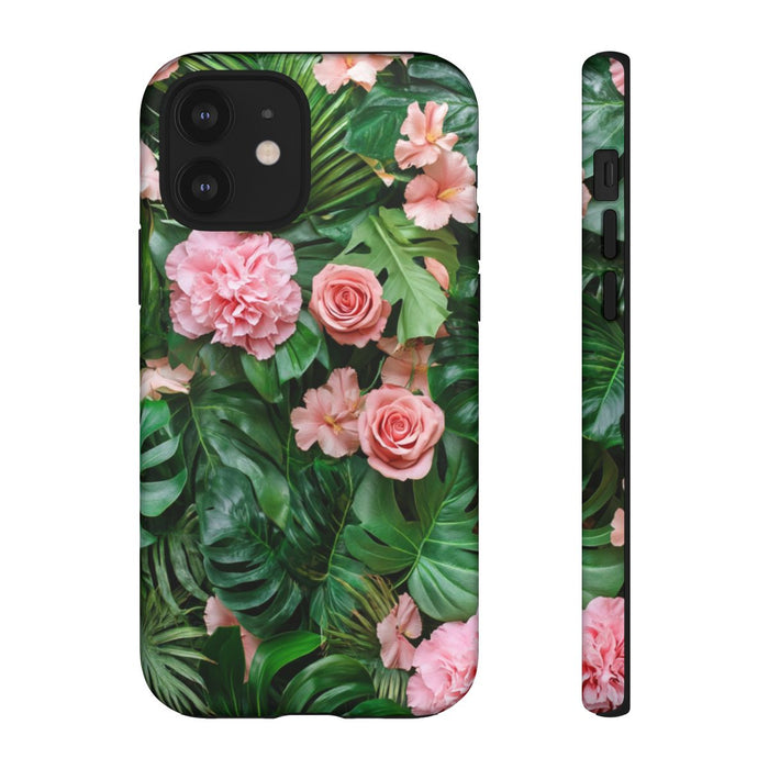 Roze Rozen en Tropische Bladeren Patroon