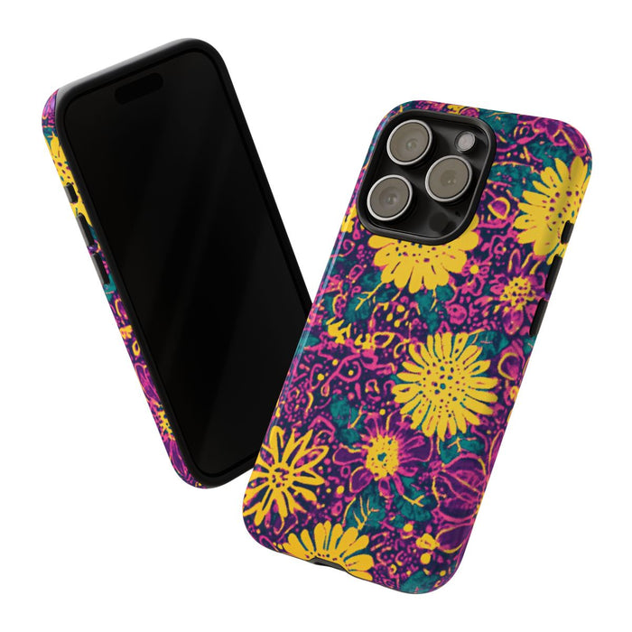 Gele en Paarse Bloemenprint