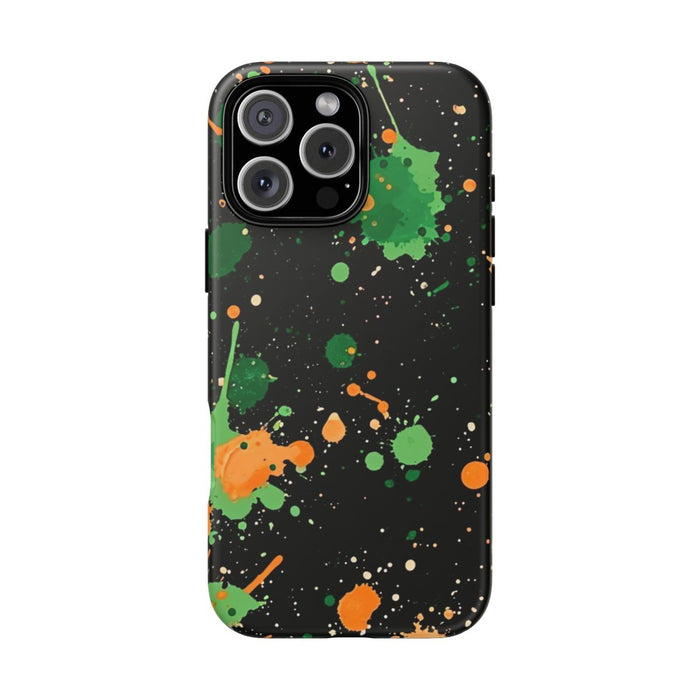 Groene en Oranje Verfspattenpatroon