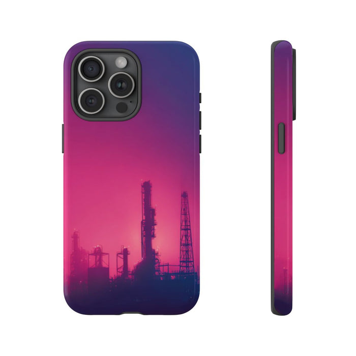 Industrieel Silhouet met Neon Gloed