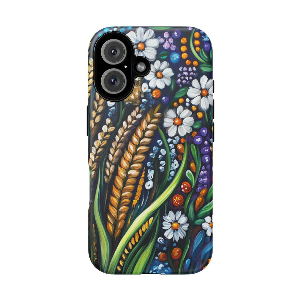 Kleurrijke Bloemen en Gouden Graan in Folklorestijl
