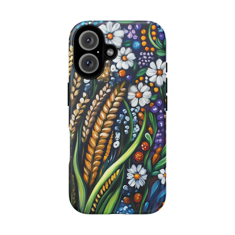 Kleurrijke Bloemen en Gouden Graan in Folklorestijl