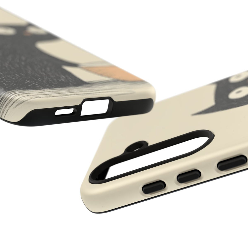 Zwarte Kat met Voerbakje Illustratie