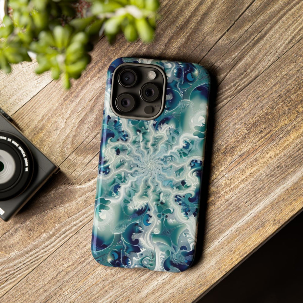 Blauw-Groene Fractalwerveling met Glans
