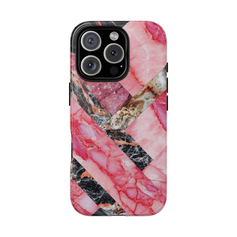 Roze en Zwart Geometrisch Marmerpatroon