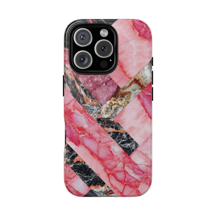 Roze en Zwart Geometrisch Marmerpatroon