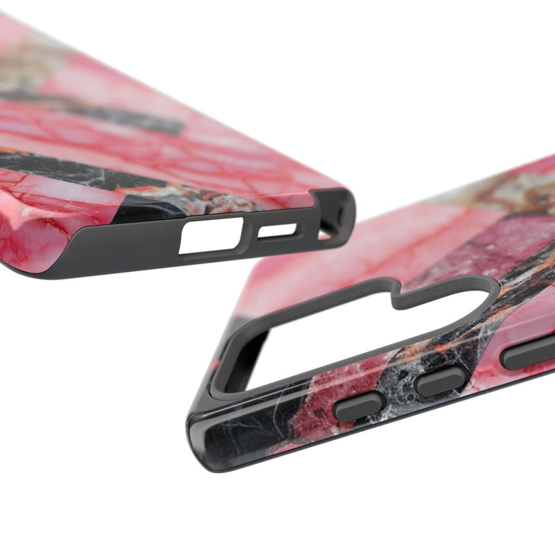 Roze en Zwart Geometrisch Marmerpatroon
