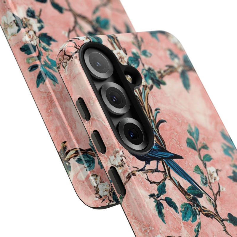 Exotische Vogels en Bloemen op Roze Marmer