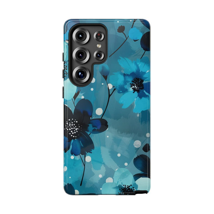 Blauw Bloemenpatroon met Stippen