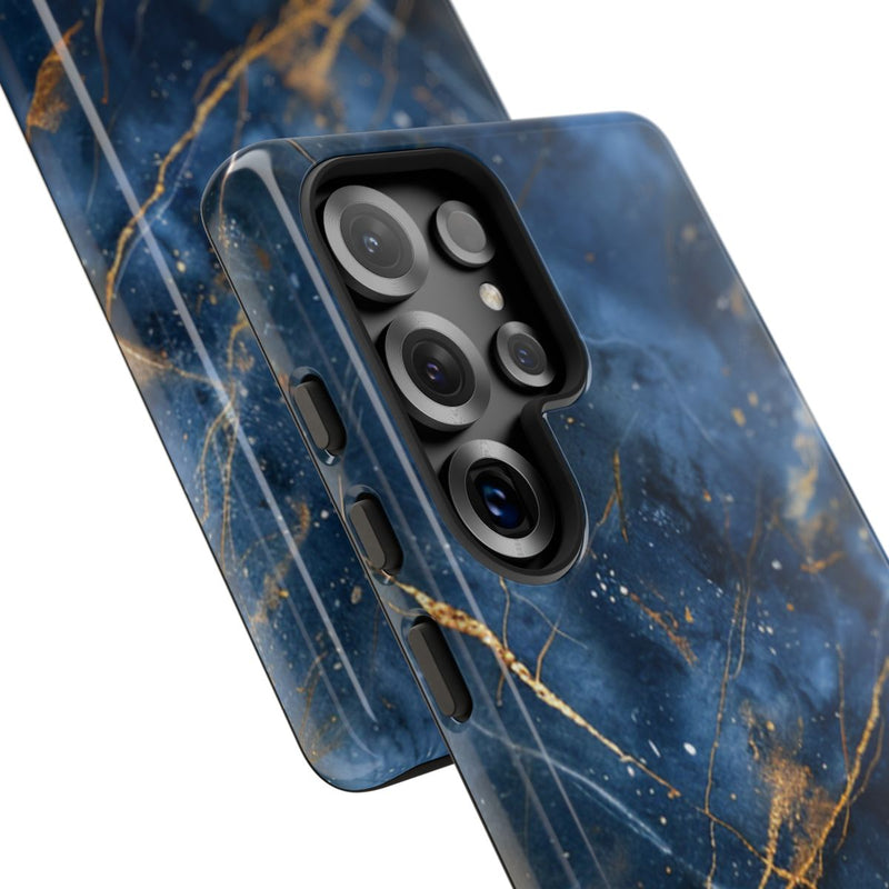 Blauw Marmerpatroon met Gouden Adering