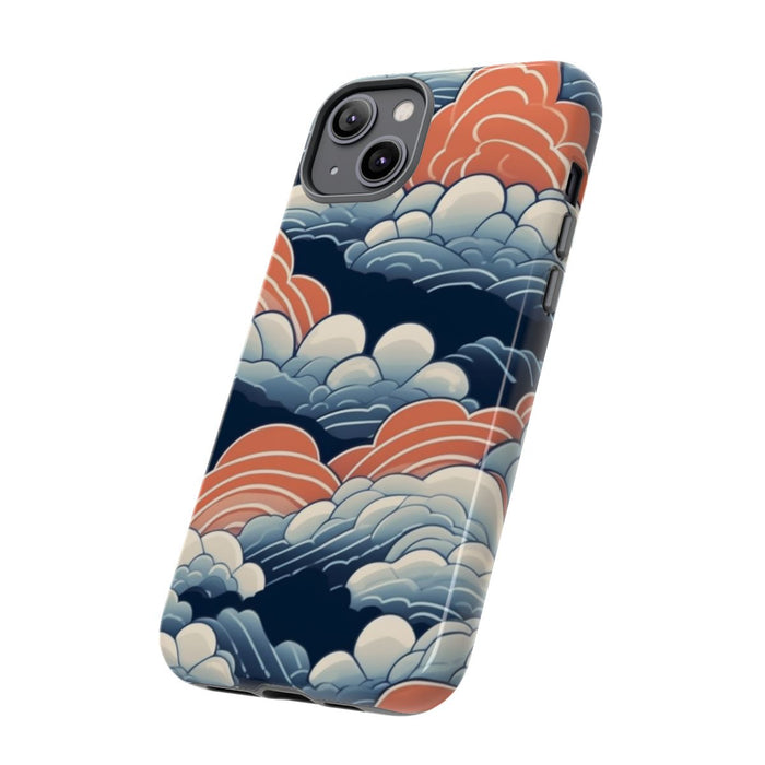 Gestileerd Wolkenpatroon in Blauw en Oranje