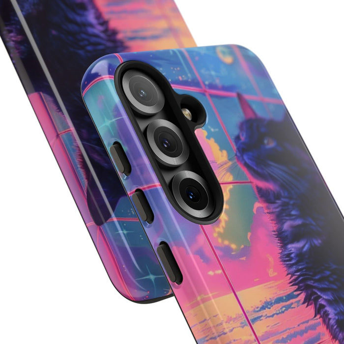 Lofi Vaporwave Kat met Neonlucht