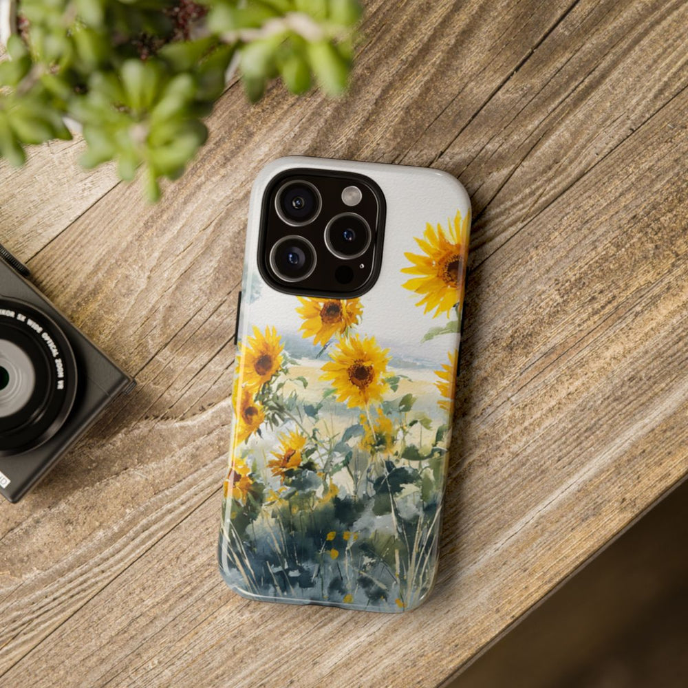 Gele Zonnebloemen in Pastelkleurig Landschap
