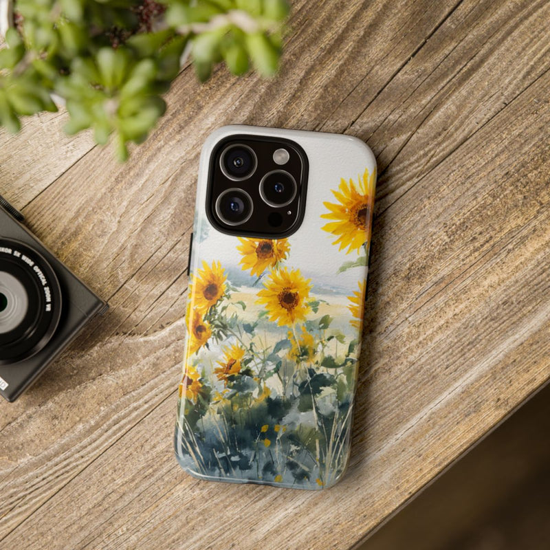 Gele Zonnebloemen in Pastelkleurig Landschap
