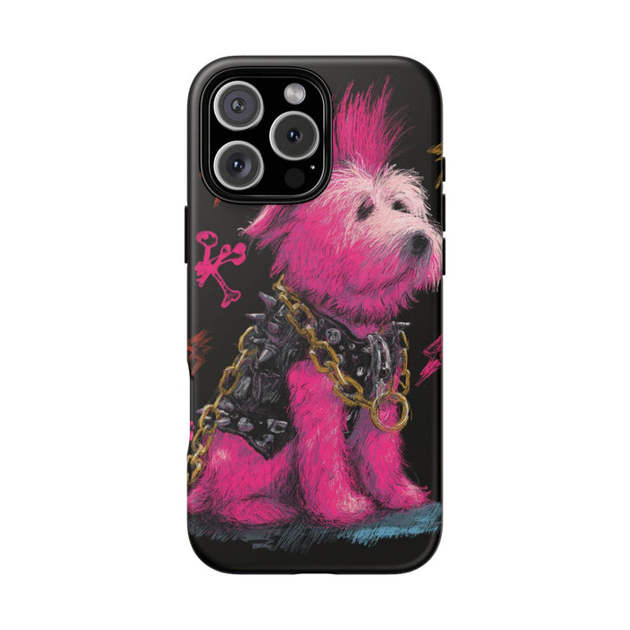 Punk Hond met Roze Hanenkam Illustratie