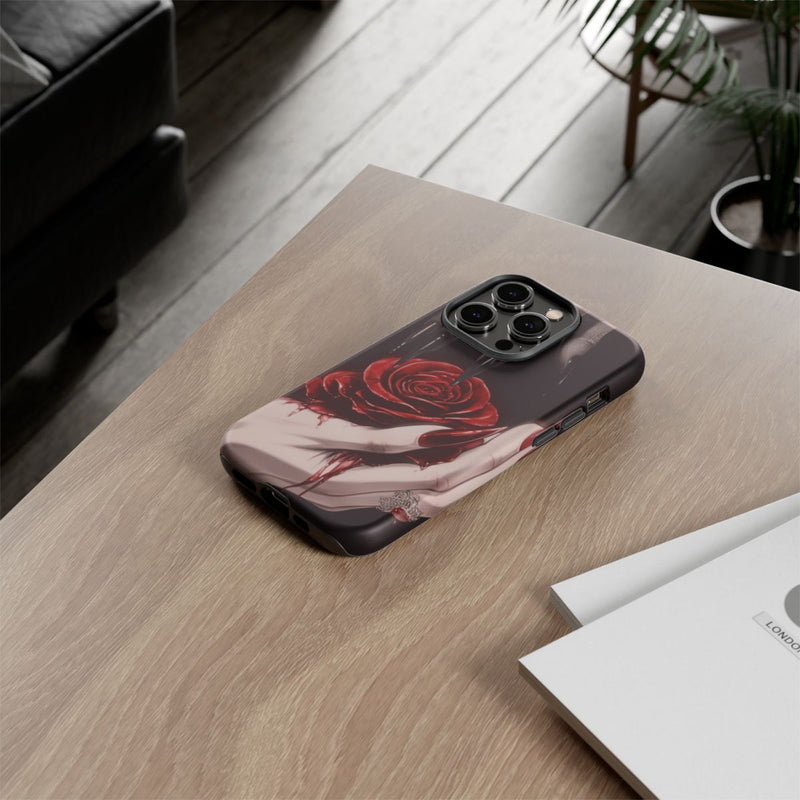 Donkere Gotische Handen met Rode Roos