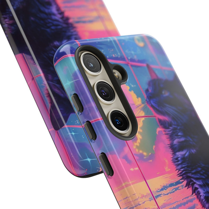 Lofi Vaporwave Kat met Neonlucht