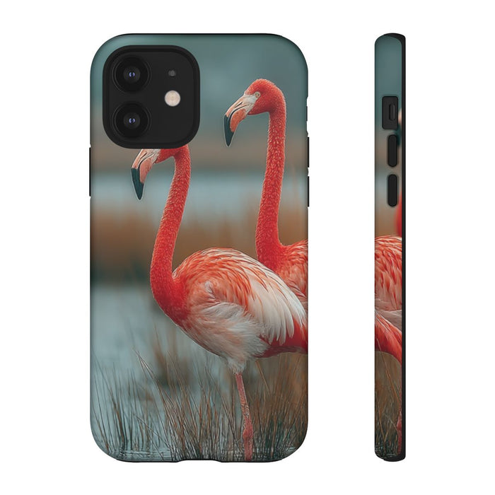 Drie Flamingo's in Lagune