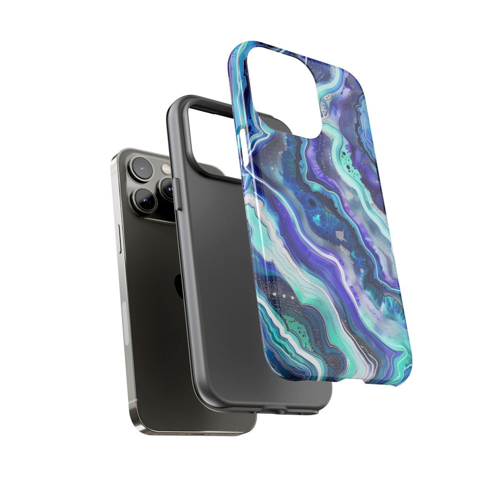 Blauw en Turquoise Geode Wervelpatroon