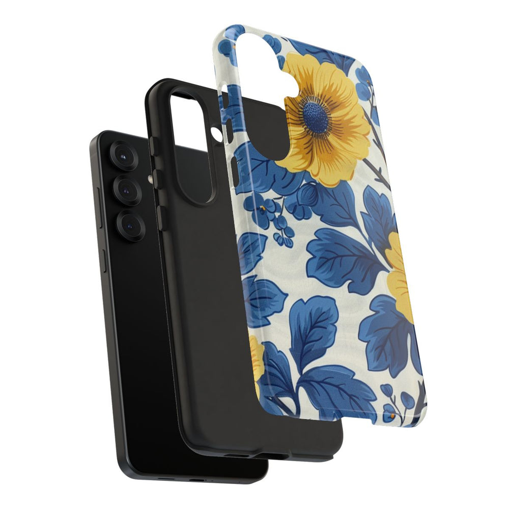 Blauw-Geel Bloemenpatroon