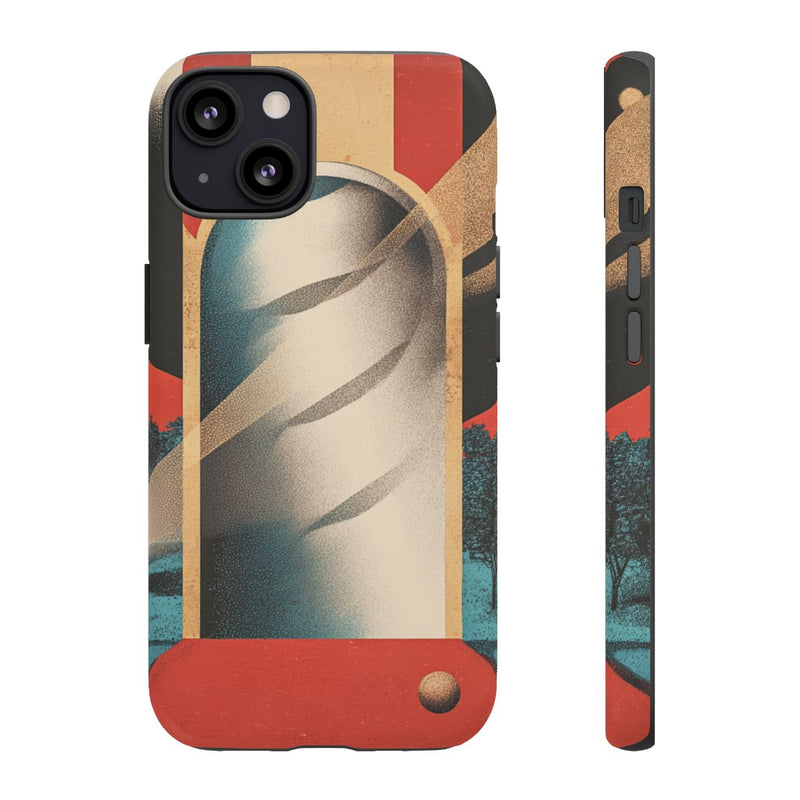 Surrealistische Spiraalpoort met Bomen en Sferen