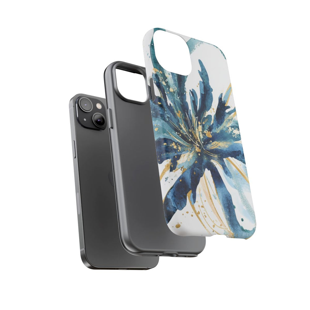 Abstracte Blauwe Bloemen Waterverf Design