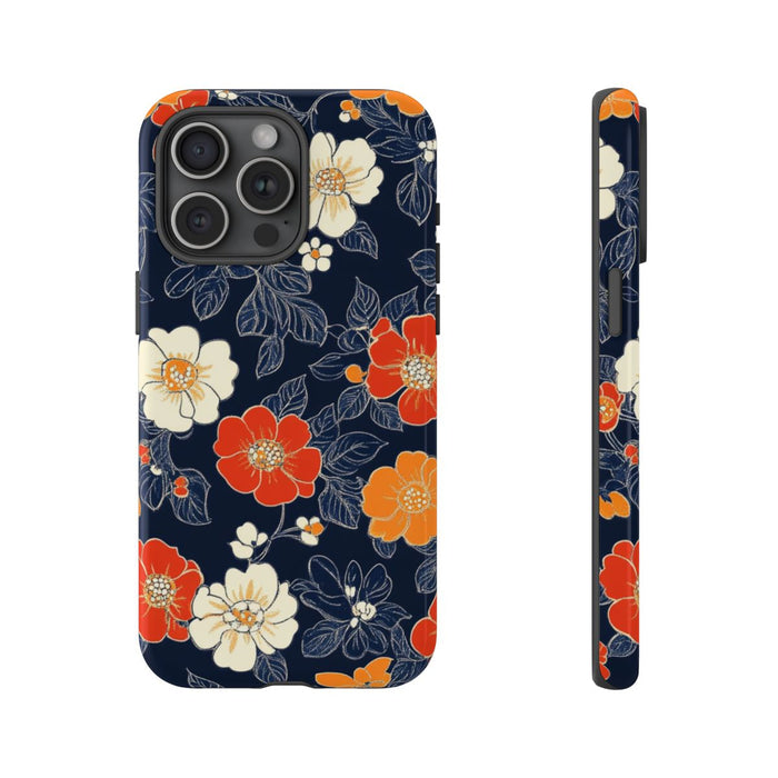 Oranje en Witte Bloemenprint