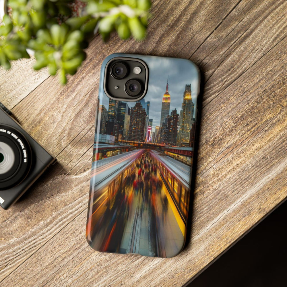 Stedelijke Skyline met Bewegende Metro