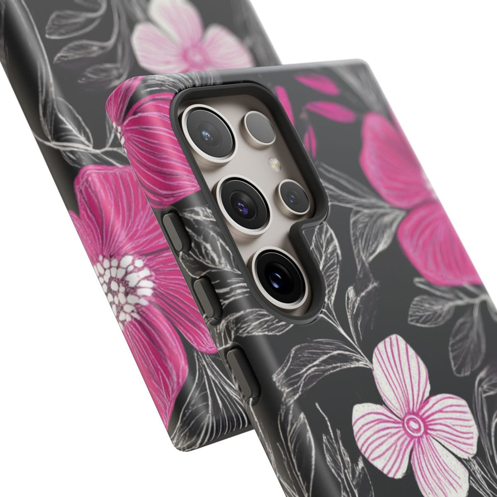 Roze en Witte Bloemenprint